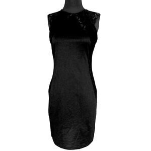 Women's Little Black Dress with Lace Stretchy Medium